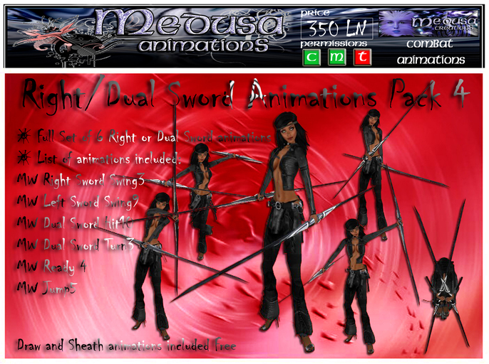 ~ Medusa weapons ~ RightDual Sword Animations Pack 4 (Boxed)