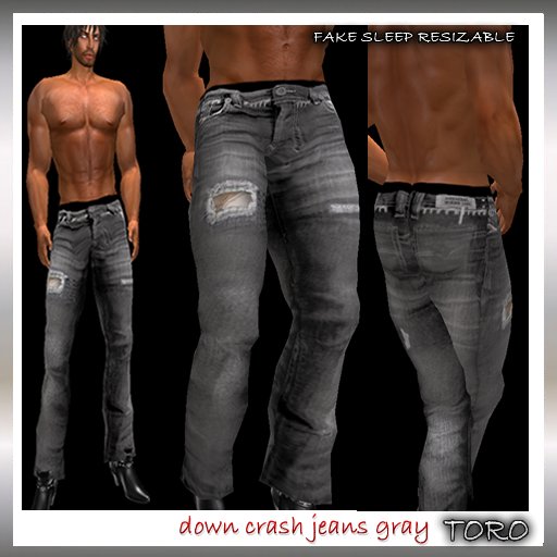 DOWN CRASH JEANS GRAY