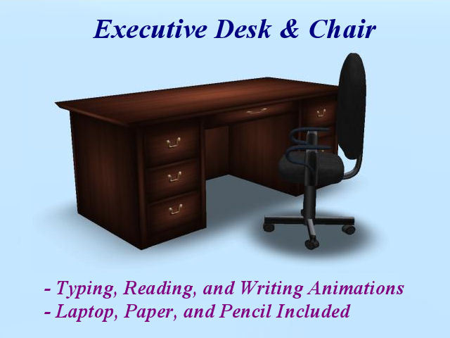 Executive Desk & Chair w/Animations