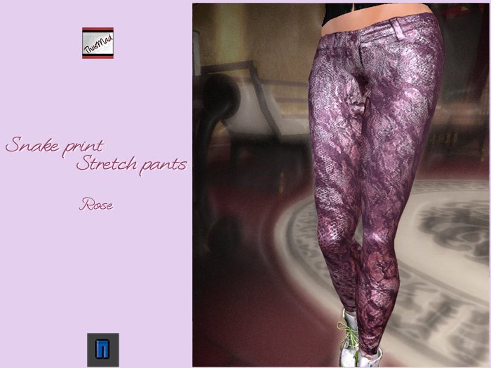 ThusMad:: Snake Print Stretch Pants Rose