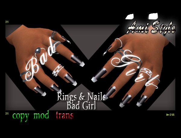 ASD Rings & Nails Bad Girl Black & White