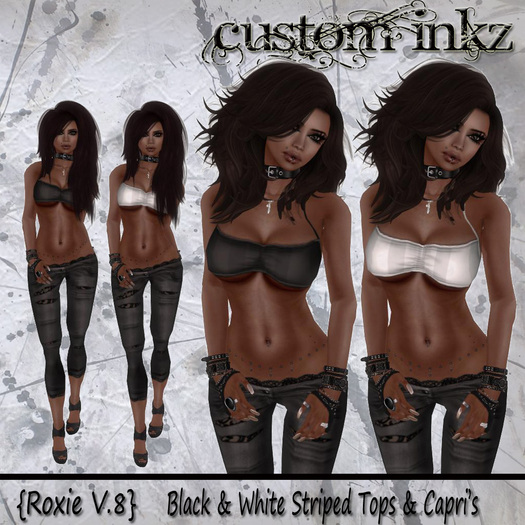 Custom iNKZ - Roxie V.8 - Black and White Striped Tops & Capri's Included!! 
