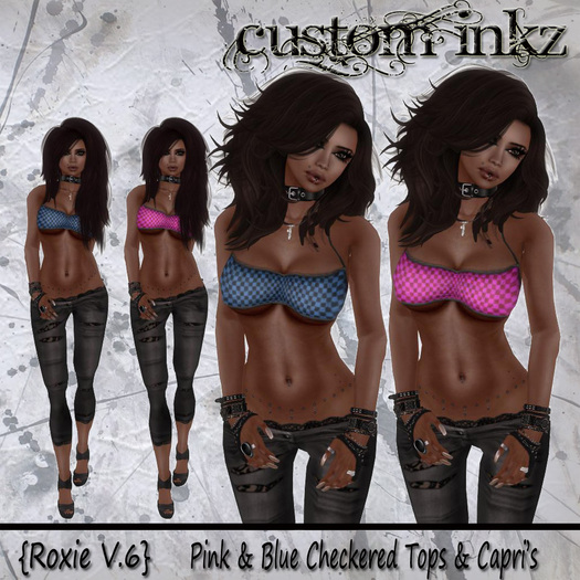 Custom iNKZ - Roxie V.6 - Pink and Blue Checkered Tops & Capri's Included!! 