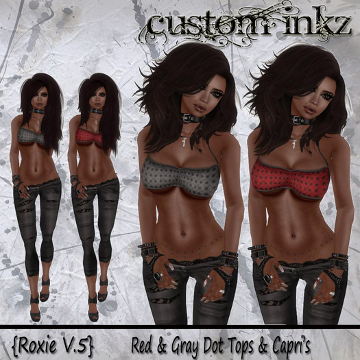 Custom iNKZ - Roxie V.5 - Gray and Red Dotted Tops & Capri's Included!! 