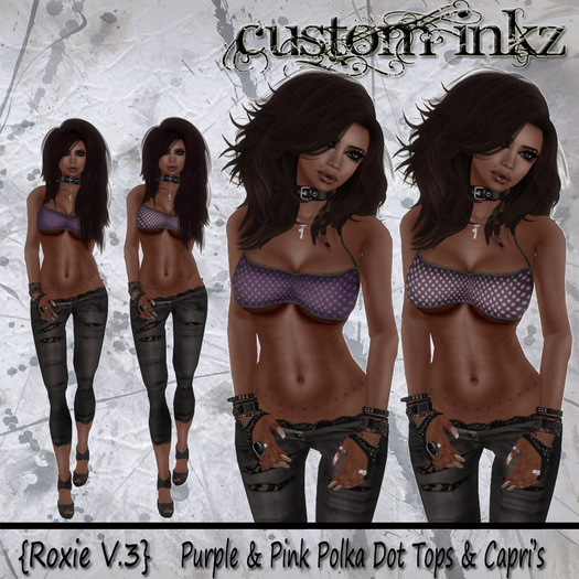 Custom iNKZ - Roxie V.3 - Pink and Purple Polka Dot Tops & Capri's Included!! 