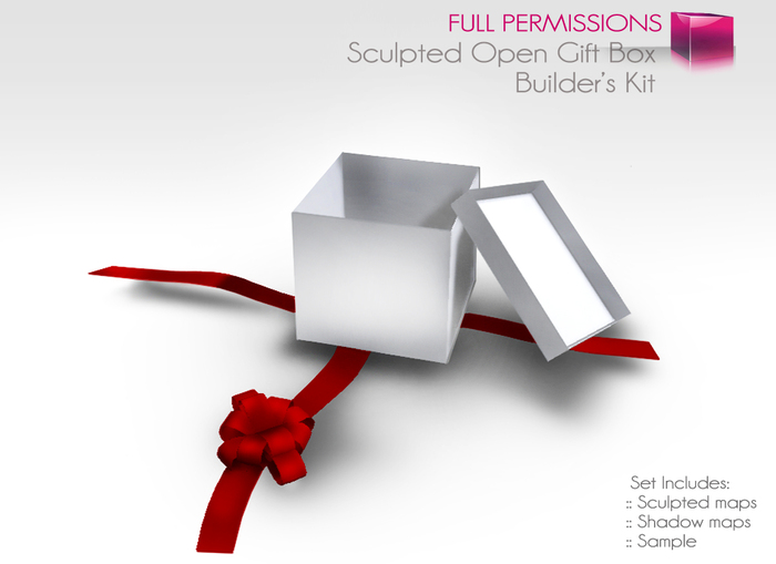 Full Perm Sculpted Opened  Gift Box - Builder's Kit Set