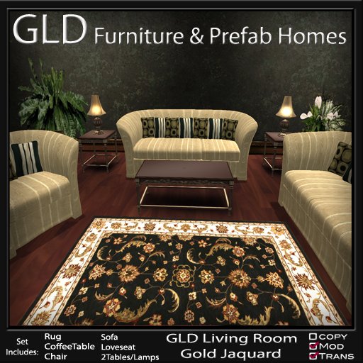 GLD Living Room Gold Jaquard