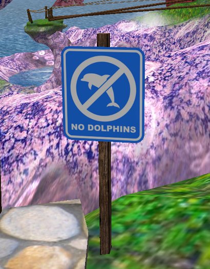No Dolphins Allowed Sign - Blue