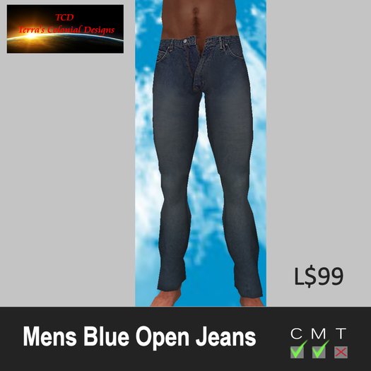 Mens Blue Open Jeans
