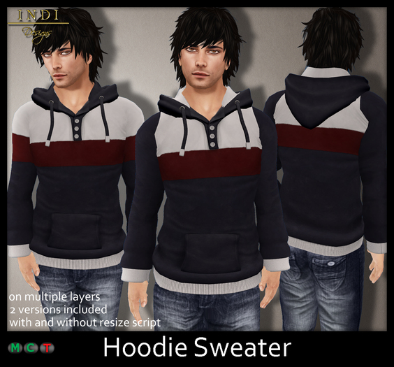 INDI Designs - Hoodie Sweater blue red