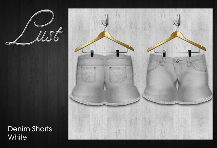 Lust - Denim Shorts Jeans White with Sculpted cuffs