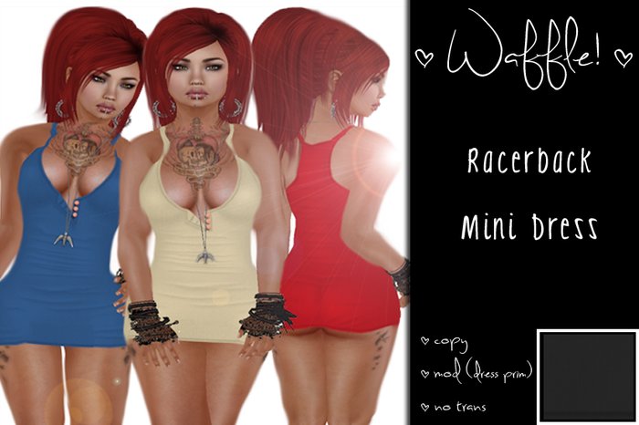 Waffle! Racerback Mini Dress [black]