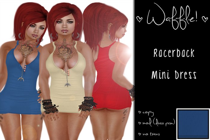 Waffle! Racerback Mini Dress [blue]
