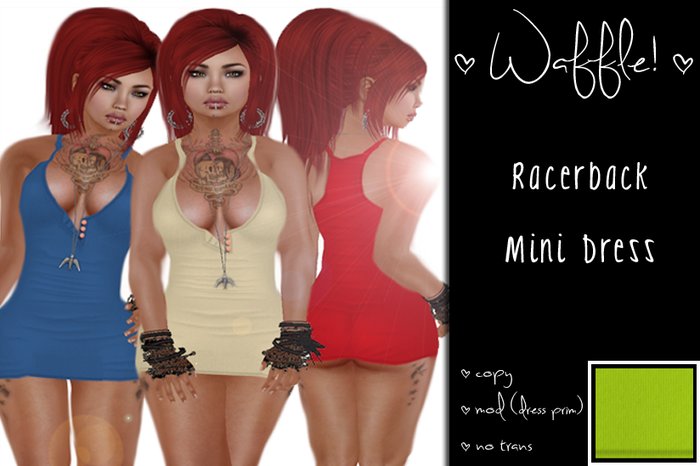 Waffle! Racerback Mini Dress [lime green]