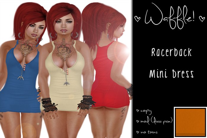 Waffle! Racerback Mini Dress [orange]