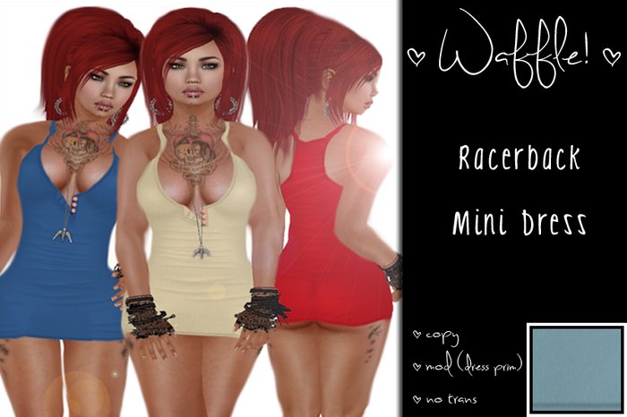 Waffle! Racerback Mini Dress [pale blue] 