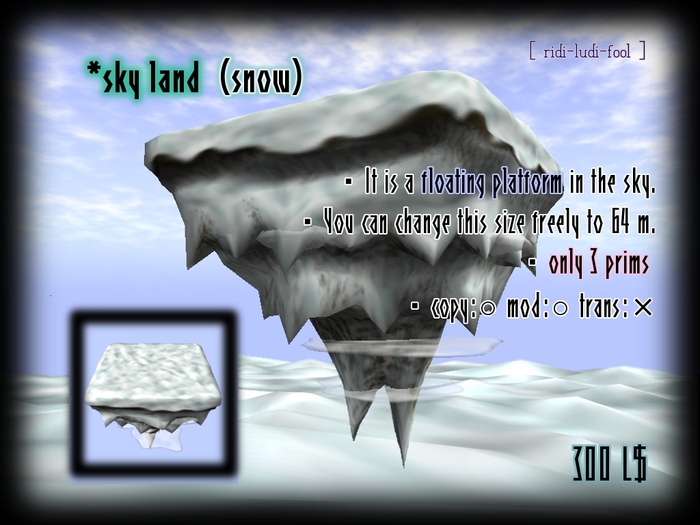The SNOW ISLAND floats in the sky ★ for foundation of your sky house