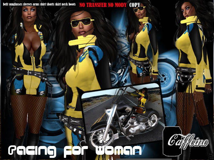 . CAFFEINE. RACING WOMAN yellow