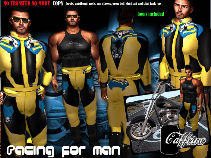 . CAFFEINE . RACING SUIT MEN YELLOW