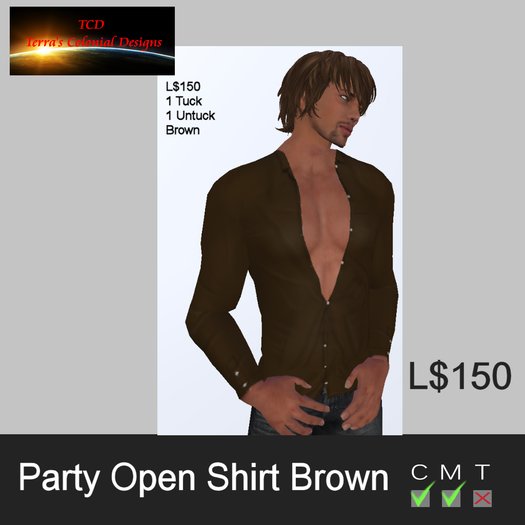 Party Open Shirt Brown