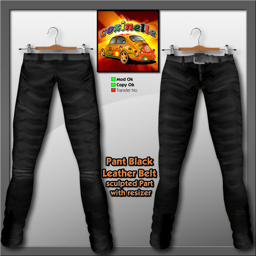 Coxi - Pant Black with Leather Belt 