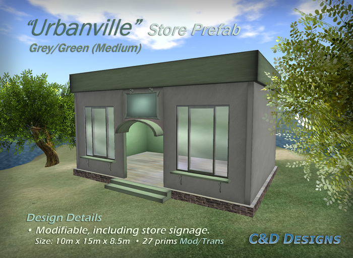 C&D Designs - "Urbanville" Store Prefab - Grey/Green (medium) 