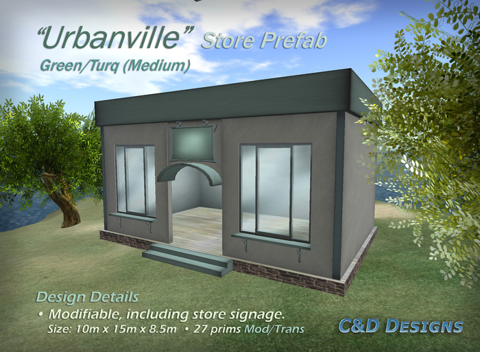 C&D Designs - "Urbanville" Store Prefab - Grey/Turq (medium) 