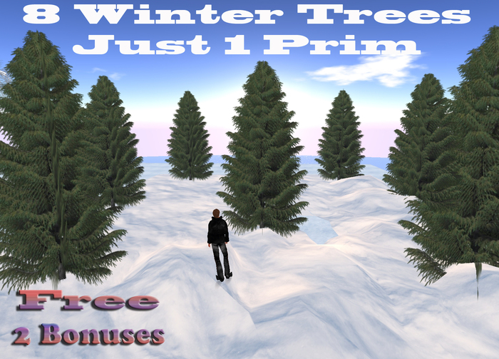 Winter Trees 8 PERFECTLY grow trees just 1 Prim w/ 16 Textures & 2 Bonuses (L$99 value) During PROMO it's ONLY L$299! 