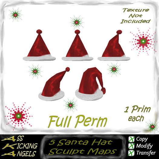 AKA 5 Santa Sculpt Hats Add Full Perm