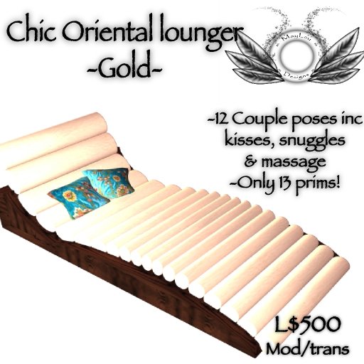 Chic oriental lounger - Gold silk - modern zen style with poses