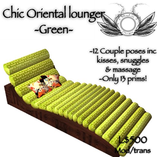 Chic oriental lounger - Green silk - modern zen style