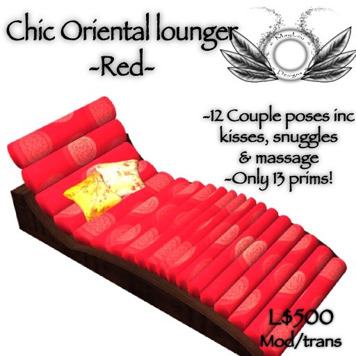 Chic oriental lounger - Red silk - with 12 couple poses & animations