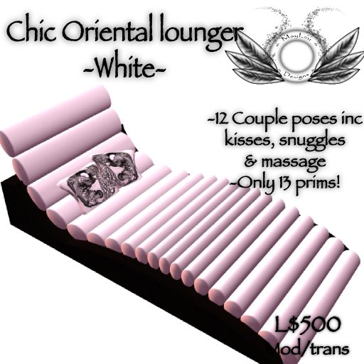 Chic oriental lounger - White silk with 12 snuggles & kisses for couples