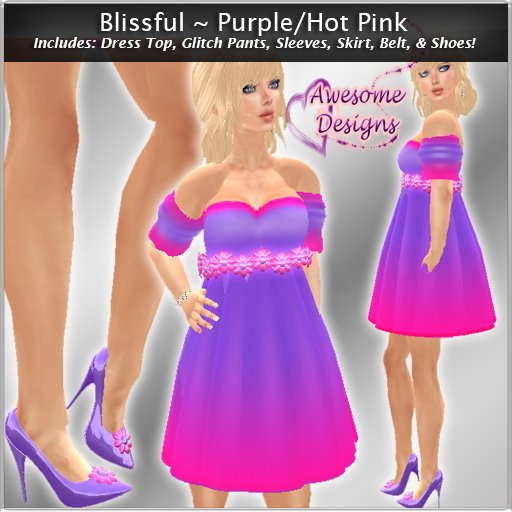 *Awesome Designs Blissful Dress In Purple/Hot Pink