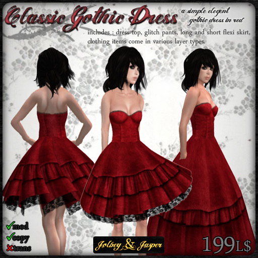 J&J - Classic Gothic Dress - Red