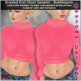*Awesome Designs Braided Knit Sweater In Bubblegum