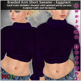 *Awesome Designs Braided Knit Sweater In Eggplant