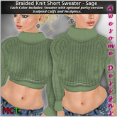 *Awesome Designs Braided Knit Sweater In Sage