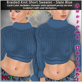 *Awesome Designs Braided Knit Sweater In Slate Blue