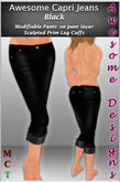 *Awesome Designs Capri Jeans In Black