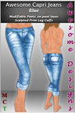 *Awesome Designs Capri Jeans In Blue