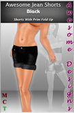 *Awesome Designs Jean Shorts In Black