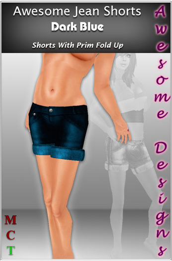 *Awesome Designs Jean Shorts In Dark Blue