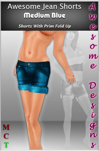 *Awesome Designs Jean Shorts In Medium Blue