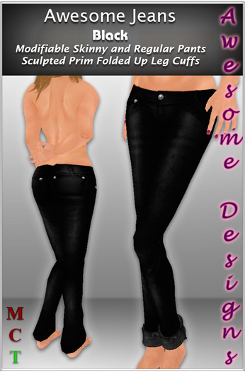 *Awesome Designs Jeans In Black