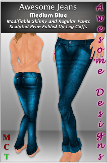 *Awesome Designs Jeans In Medium Blue
