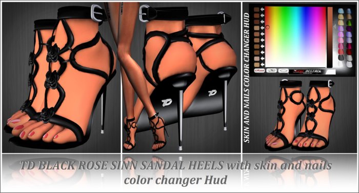 TD BLACK ROSE SINN SANDAL HEELS
