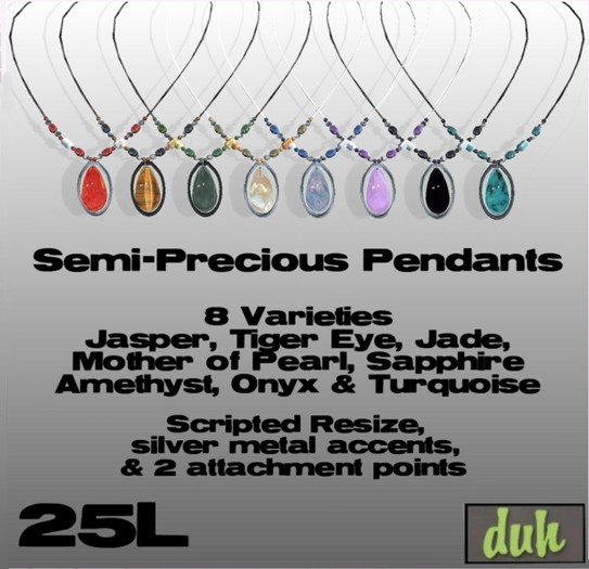 Duh Silver Semi-Precious Stone Pendants