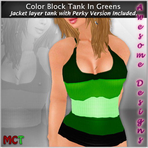 *Awesome Designs Color Block Tank In Greens