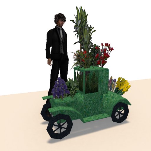 car planter with flowers 23 prims